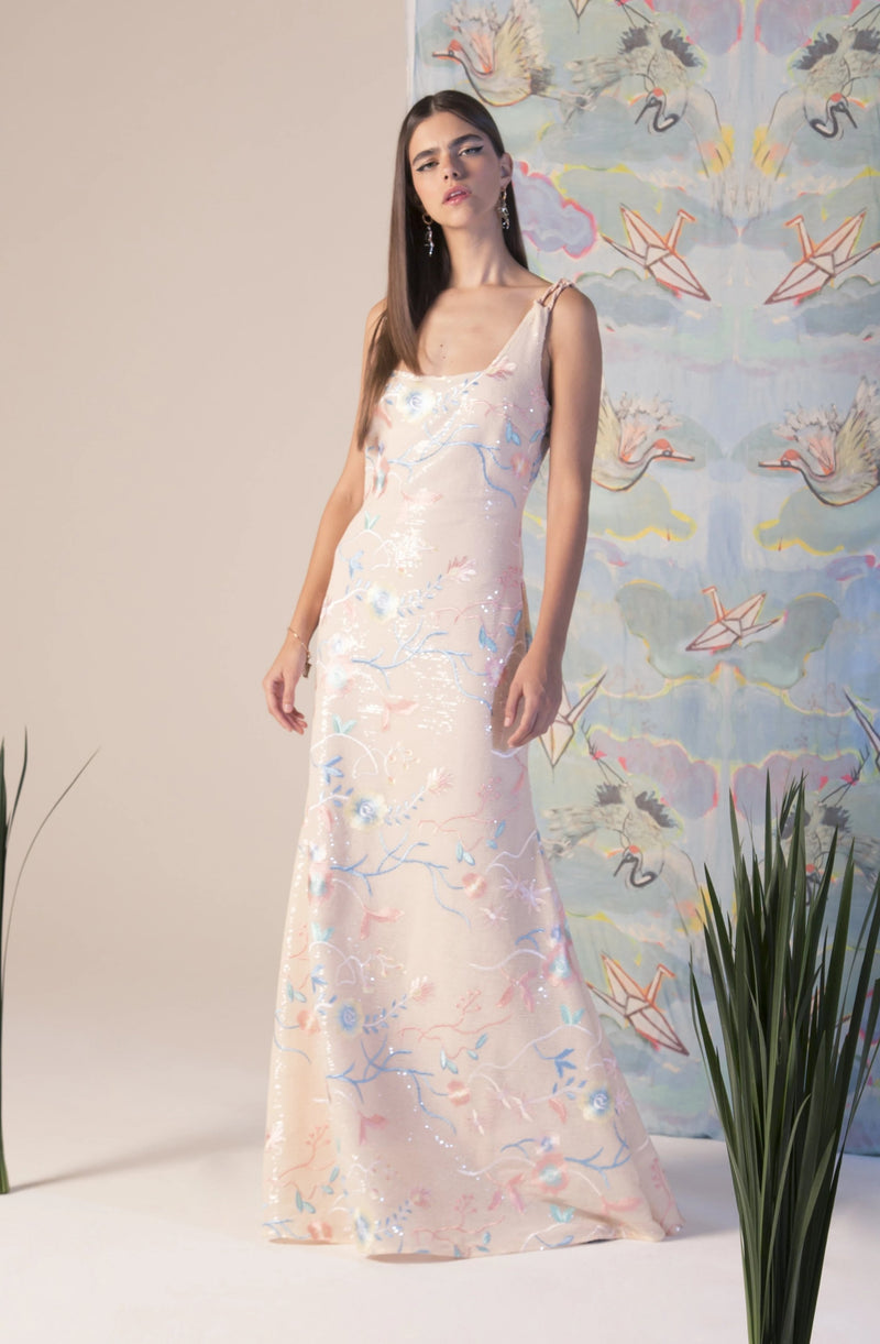 VESTIDO LONGO DE PAÊTE OSAKA