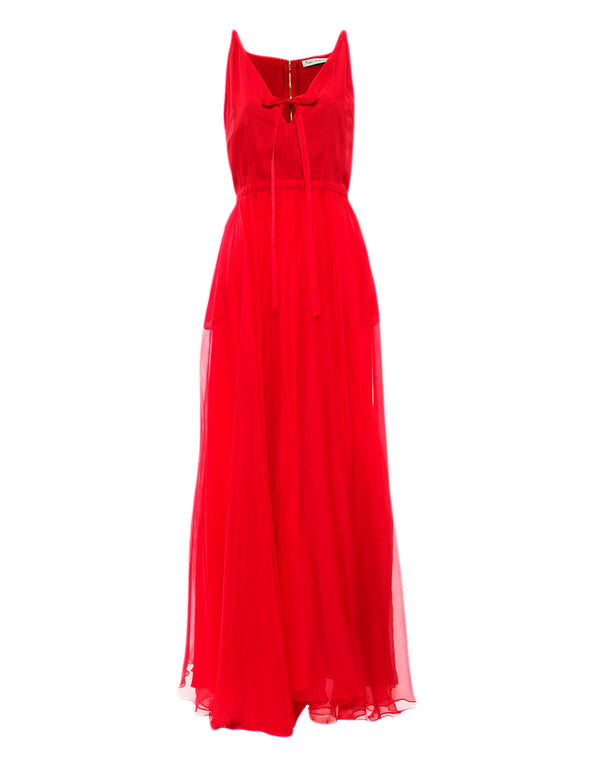 VESTIDO LONGO DE ORGANZA VERMELHO