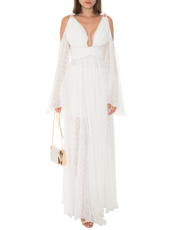 VESTIDO LONGO DE SEDA BRANCO