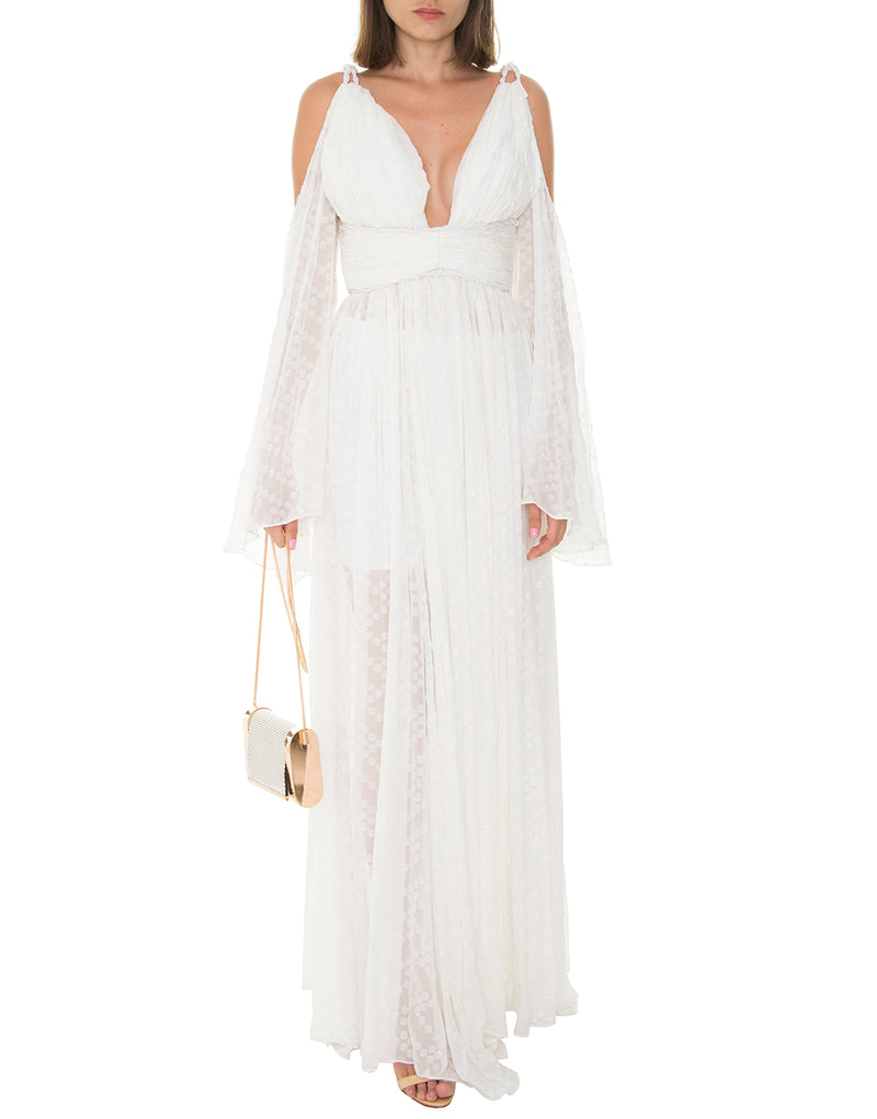 VESTIDO LONGO DE SEDA BRANCO