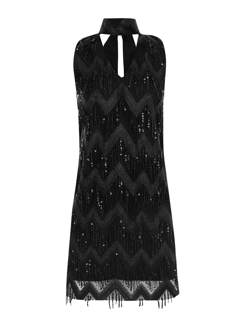 VESTIDO DE PAETÊ AMARRAÇÃO PRETO
