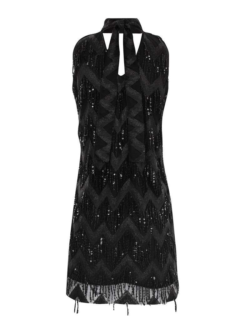 VESTIDO DE PAETÊ AMARRAÇÃO PRETO
