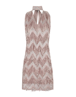 VESTIDO DE PAETÊ AMARRAÇÃO ROSA