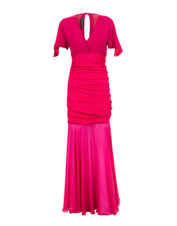 VESTIDO FRANZIDO DE SEDA