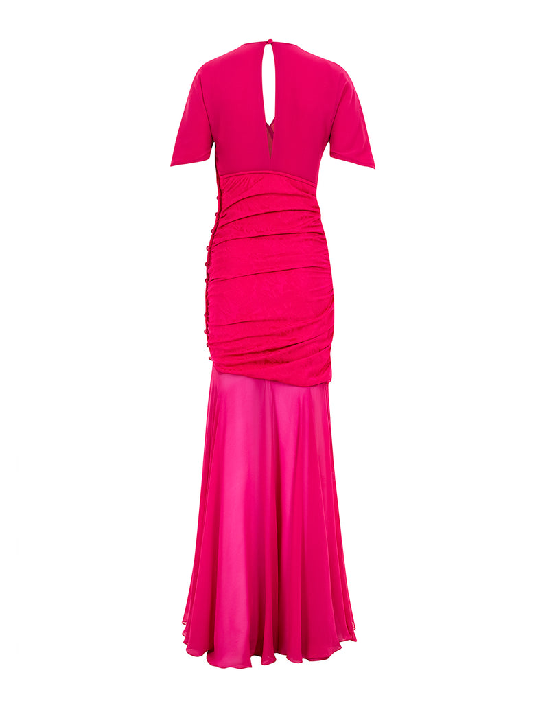 VESTIDO FRANZIDO DE SEDA