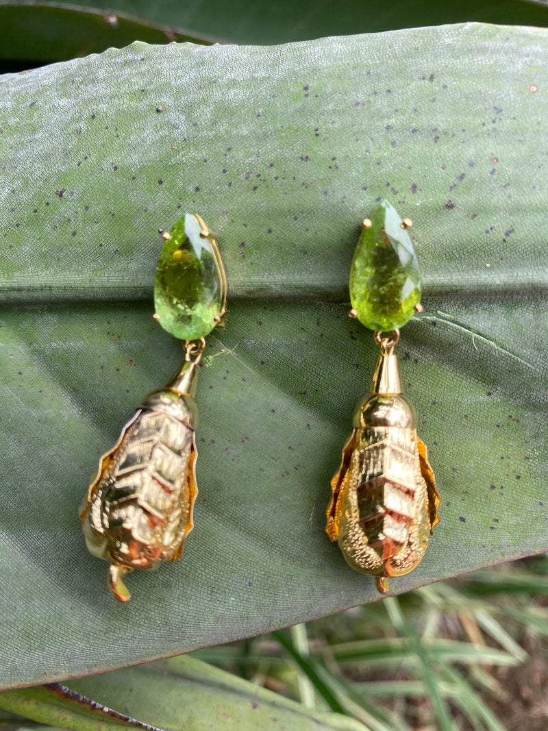 Brinco Turmalina Verde Caju