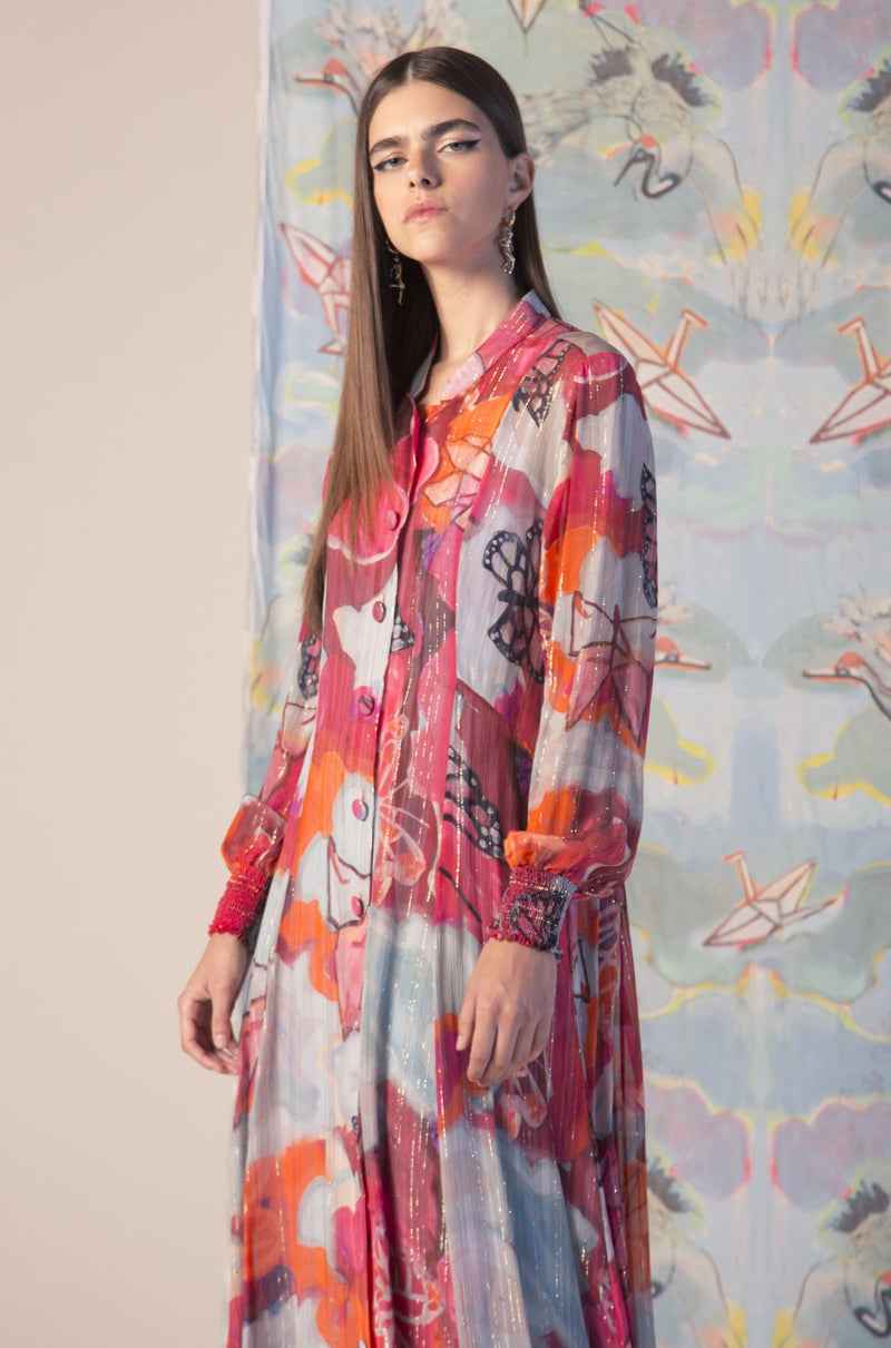 VESTIDO SEDA BOTÕES UKIYO