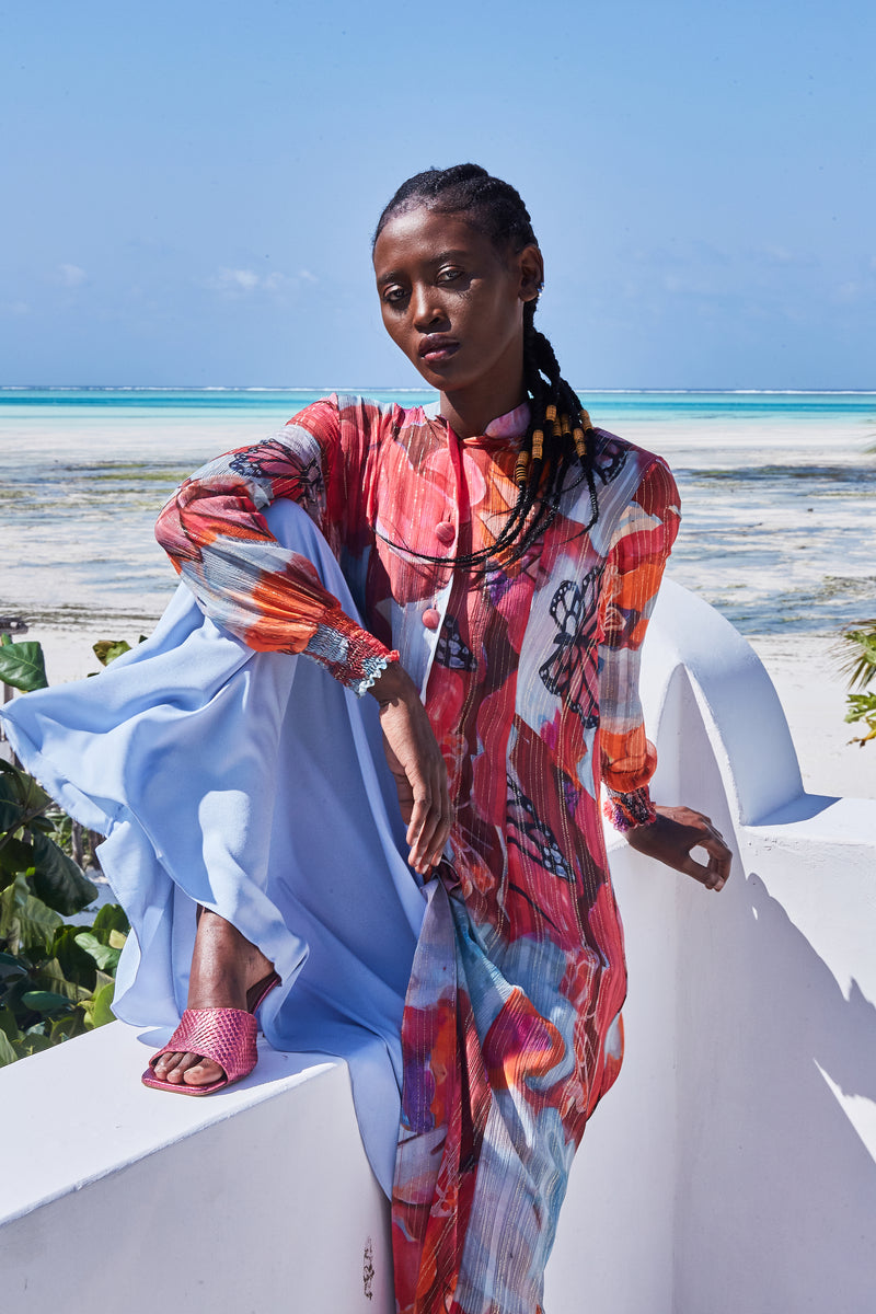 VESTIDO SEDA BOTÕES UKIYO