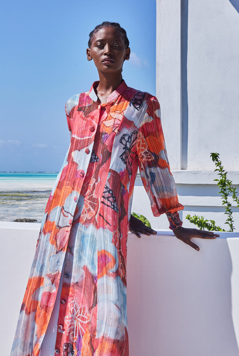 VESTIDO SEDA BOTÕES UKIYO